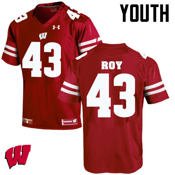 Wisconsin Badgers Youth #43 Peter Roy NCAA Under Armour Authentic Red College Stitched Football Jersey QM40A66BT